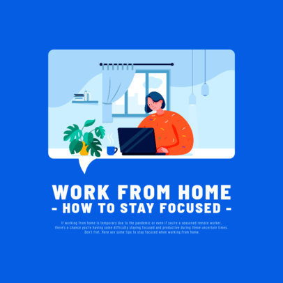 Illustrated Instagram Post Creator Featuring a Woman Working From Home