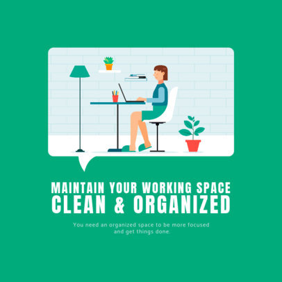 Illustrated Instagram Post Generator Featuring Home Office Advice