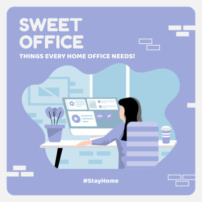 Illustrated Instagram Story Template Featuring Home Office Decor Tips