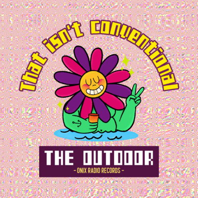 Acid-Style Album Cover Generator Featuring a Cartoonish Flower Character 2815a