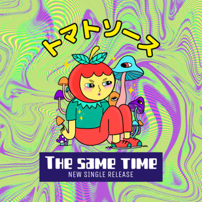 Album Cover Generator for an Acid Music Featuring a Cartoonish Character Illustration 2815c