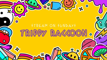 Twitch Banner Template Featuring Retro Psychedelic Stickers