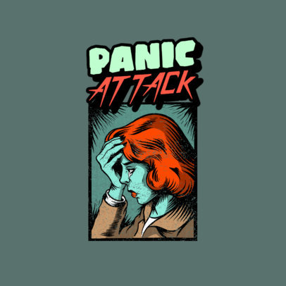 Illustrated Logo Maker Featuring a Woman Having a Panic Attack 3580n
