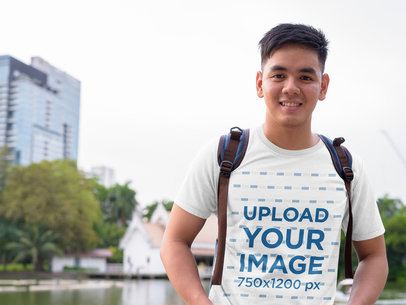 T-Shirt Mockup Featuring a Man with Short Hair