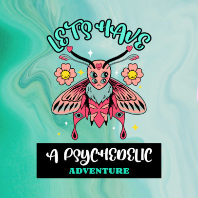 Album Cover Maker Featuring an Acid-Style Butterfly Graphic