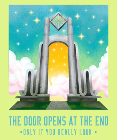 Illustrated T-Shirt Design Maker Featuring a Surrealistic Door to Heaven 2816f