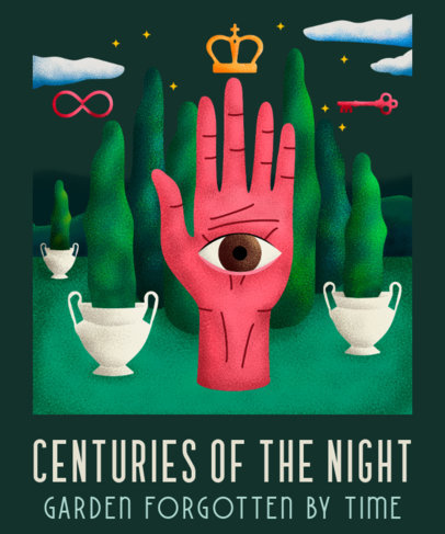 Surreal T-Shirt Design Template Featuring an Illustration of a Hand With an Eye 2816e