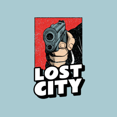 Vintage Logo Template Featuring an Illustrated Handgun 3581l