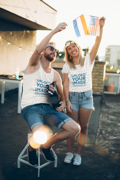 T-Shirt and Tank Top Mockup Featuring Two International Friends 40383-r-el2