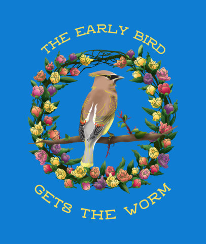 Tote Bag Design Template Featuring Birds with Flowers 