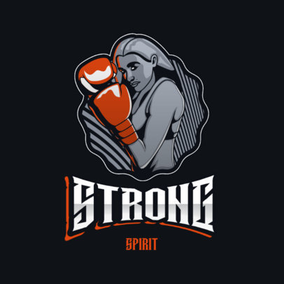 Boxing Logo Template Featuring an Illustration of a Woman with Gloves