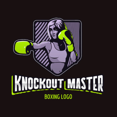 Illustrated Sports Logo Template Featuring a Female Boxer