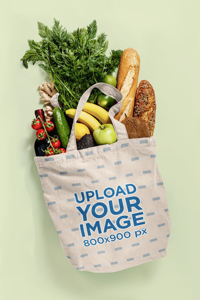 Mockup of a Grocery Bag Filled with Food 41546-r-el2