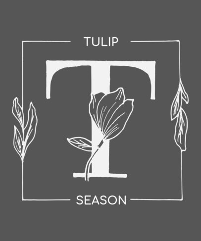 Monochromatic T-Shirt Design Generator Featuring Floral Letters 2598c