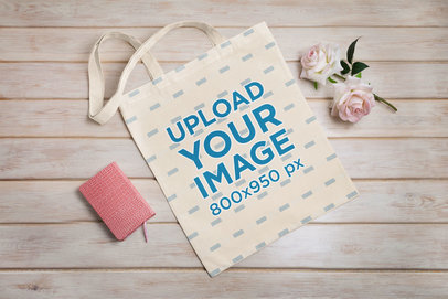 Sublimated Tote Bag Mockup Featuring Fake Flowers 41539-r-el2