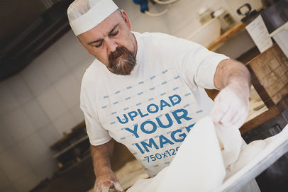 T-Shirt Mockup Featuring a Bearded Baker 