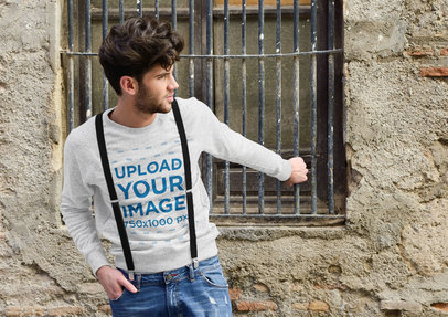 Mockup of a Fashionable Man Wearing a Heather Sweatshirt on the Street 41254-r-el2