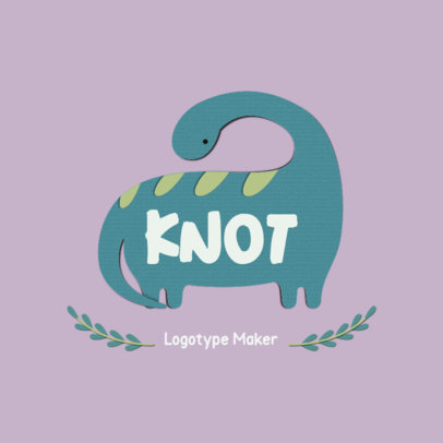 Apparel Logo Template Featuring a Cute Dinosaur Clipart 