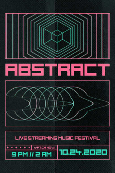 Poster Design Template for Music Festivals Featuring Abstract Geometric Graphics 2604e