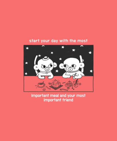T-Shirt Design Creator Featuring Two Monkeys Having a Meal 2600a