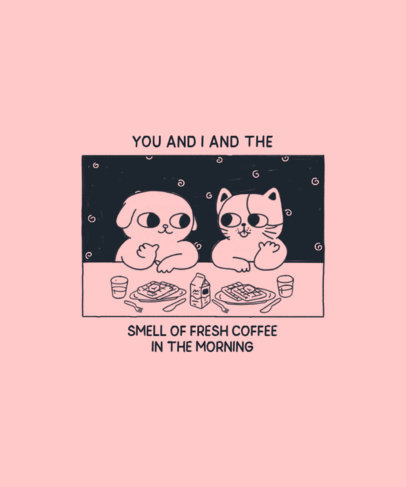 T-Shirt Design Maker Featuring Two Animals Having Fun at Breakfast 2600e