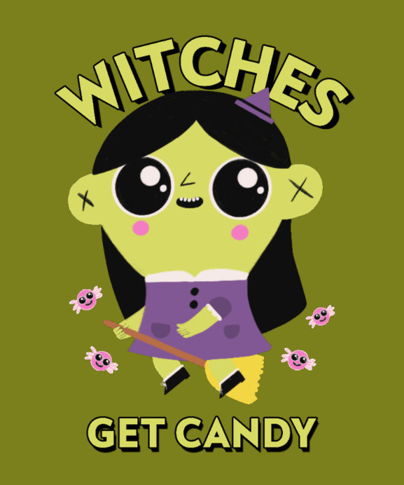 Placeit - Halloween T-Shirt Design Template Featuring a Small Witch ...