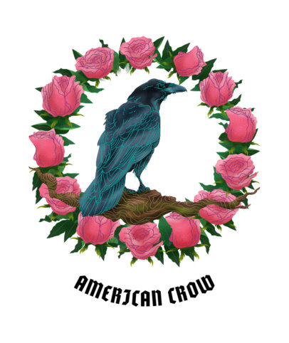 Illustrated Tote Bag Design Template Featuring a Crow