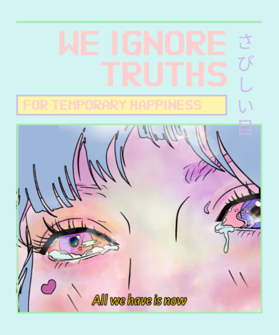 T-Shirt Design Template Featuring an Anime-Inspired Illustration