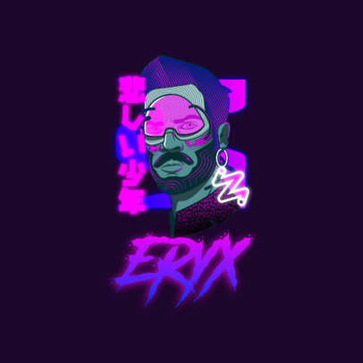 Online Logo Maker Featuring an Illustrated Character and a Cyberpunk Aesthetic