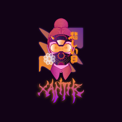 Gaming Logo Template Featuring a Character with a Mask and a Cyberpunk Aesthetic