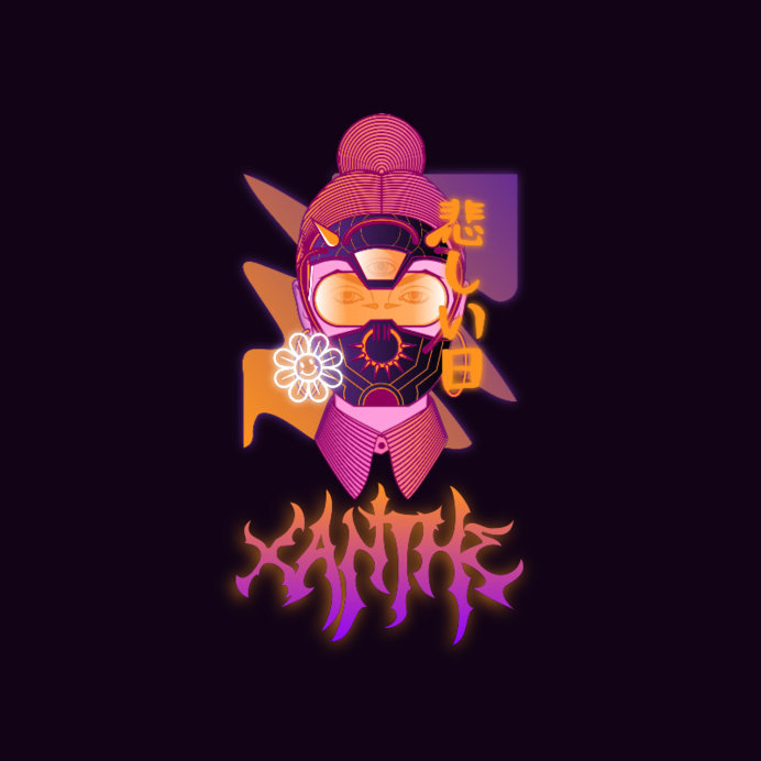 Gaming Logo Template Featuring a Character with a Mask and a Cyberpunk Aesthetic