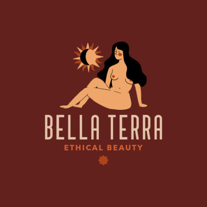 Beauty Logo Template Featuring an Illustration of a Woman and the Sun 