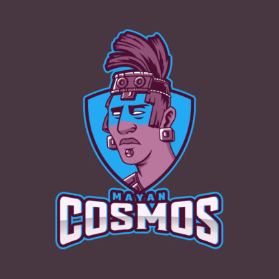 Gaming Logo Template with Character Inspired by Maya Culture