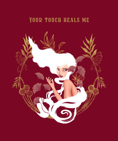 T-Shirt Design Maker with a Beautiful Illustration of a Woman with an Art Nouveau Style