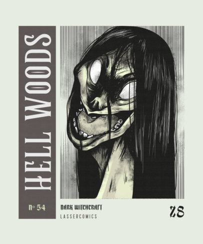 Anime T-Shirt Design Template Featuring a Dreadful Character Inspired by Junji-Ito Manga