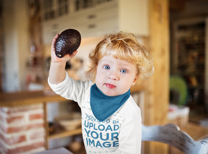 Long Sleeve Tee Mockup of a Toddler Holding an Avocado 41905-r-el2