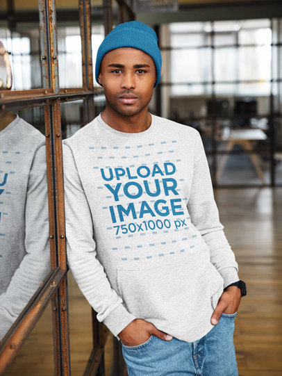 Heathered Sweatshirt Mockup of a Man Posing