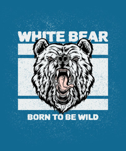 T-Shirt Design Template Featuring a Frightening Polar Bear