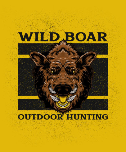 Hunting-Themed T-Shirt Design Maker Featuring a Wild Boar