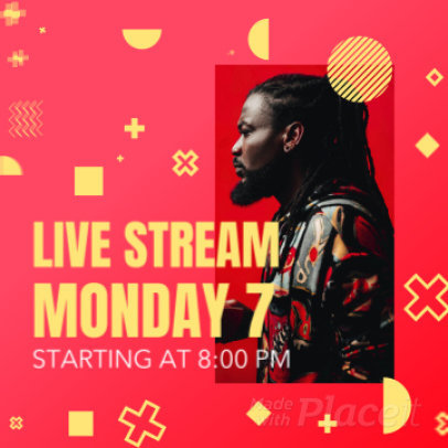 Instagram Video Maker for a Live Music Stream Featuring Animated Geometric Shapes