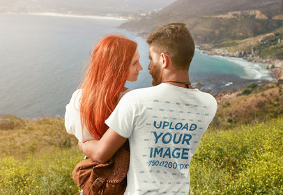 Back-View Mockup Featuring a Man with his Girlfriend on a Cliff 34788-r-el2
