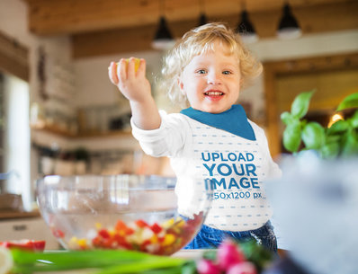 Long Sleeve Tee Mockup Featuring a Baby at a Table 41842-r-el2