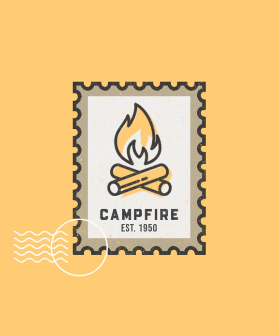 Placeit - Retro T-Shirt Design Creator Featuring a Campfire Graphic