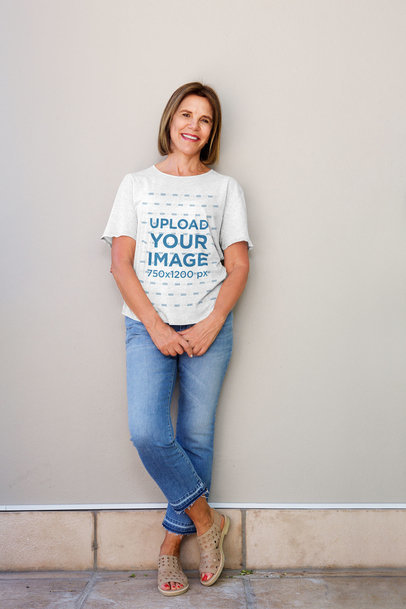T-Shirt Mockup Featuring a Senior Woman Casually Posing 34821-r-el2