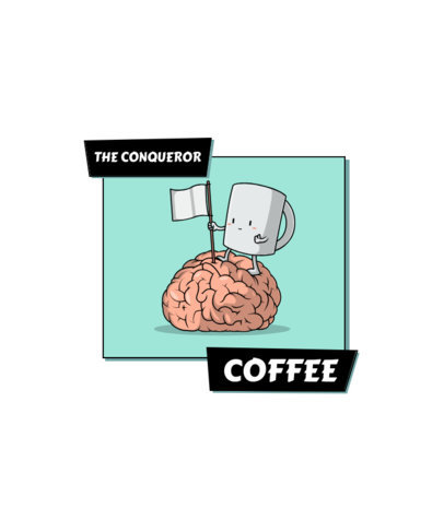 T-Shirt Design Maker with a Funny Cartoon of a Conquering Coffee Cup