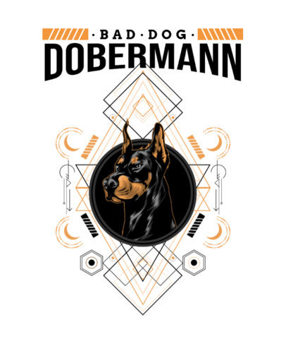 T-Shirt Design Template with a Dog and Sacred Geometry Graphics