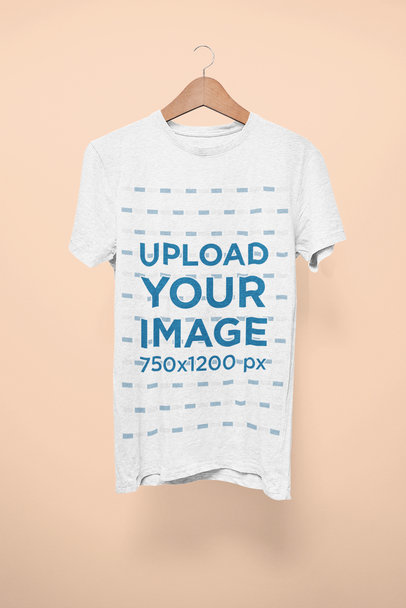 Mockup of a Heather T-Shirt on a Hanger Featuring a Customizable Background