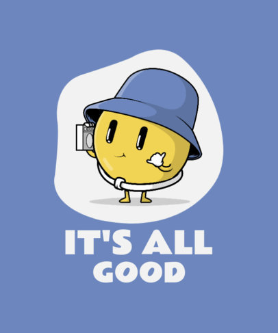 T-Shirt Design Template with a Smiling Ball Listening Music 2667b-el1