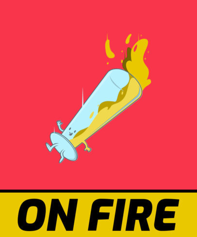 Illustrated T-Shirt Design Template Featuring a Falling Beer Glass Cartoon