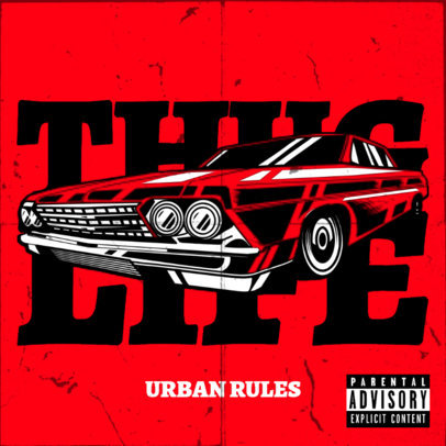 Album Cover Creator for a Rapper Featuring a Muscle Car Illustration 2870a